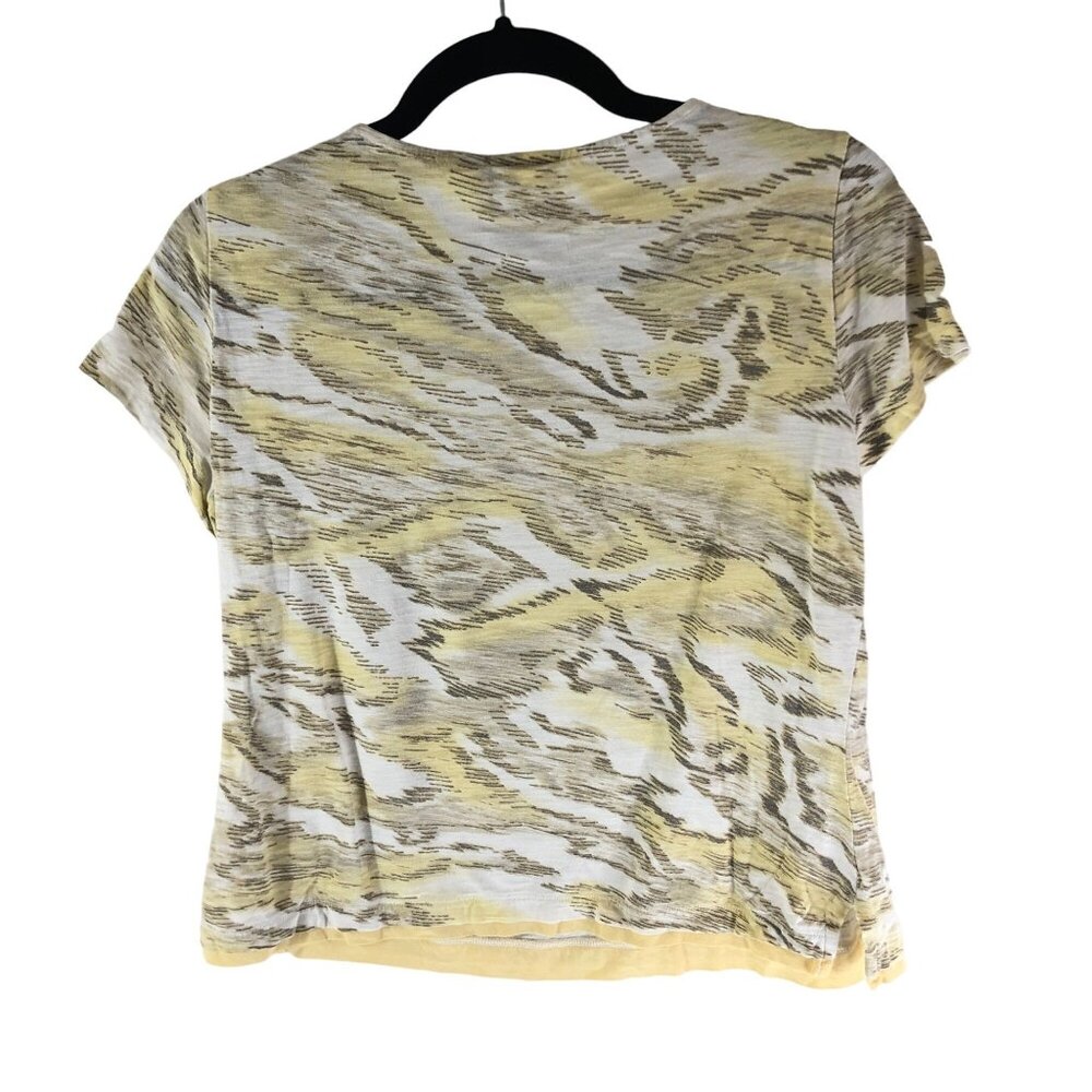 Chicos Zenergy Short Sleeve Scoop Neck Robyn Print Top Yellow Size 0 (US Size S)